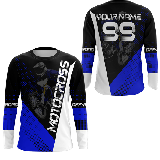 Maxcorners Motocross Racing Jersey Upf30+ Dirt Bike Shirt Blue Motorcycle Off-Road Shirt MT2709