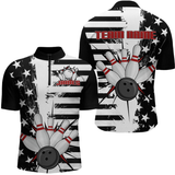 Maxcorners American Flag Bowling Shirt For Men Women Team Bowling Jersey Bowling Polo&1/4 Zip LM123