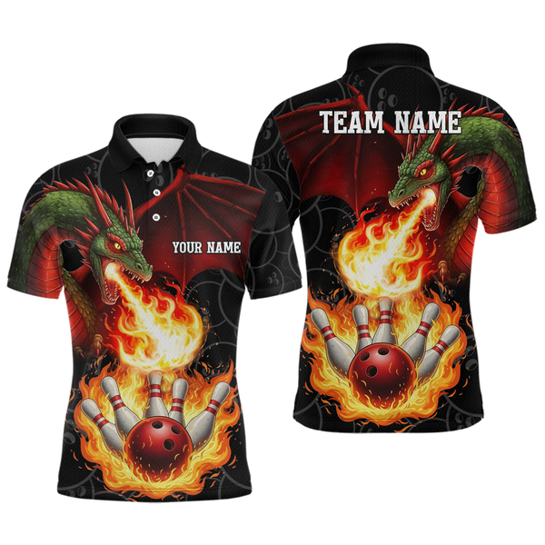 Maxcorners Flaming Dragon Bowling Shirt Custom for Men Women Bowling Team League
