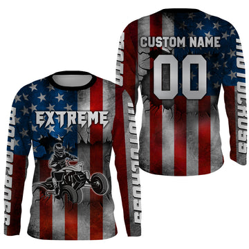 Maxcorners ATV Motocross Racing Jersey American Flag UPF30+ ATV Quad Bike Shirt Men Kid Women LM2809