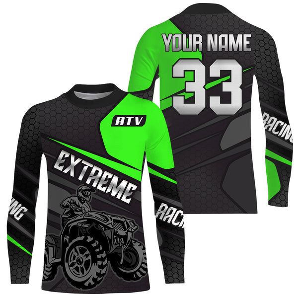 Maxcorners ATV Quad Racing Jersey Kid Men Women Upf30+ Green Quad Bike Shirt ATV Motocross MT2809