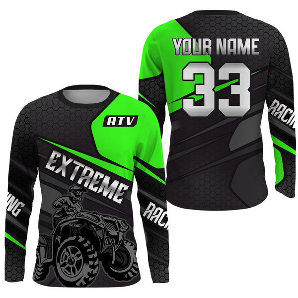 Maxcorners ATV Quad Racing Jersey Kid Men Women Upf30+ Green Quad Bike Shirt ATV Motocross MT2809