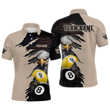 Maxcorners Personalized American Flag Eagle 8 & 9 Billiard Jersey for Men Billiard Shirt Polo & 1/4 Zip