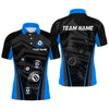 Maxcorners Blue Billiard Jersey Men 8 Ball Crown Billiard Custom Billiard Shirt For Men Billiard Team Jersey Polo & 1/4 Zip