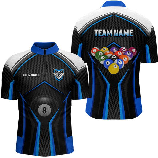 Maxcorners Billiard Jersey 8 Ball Pool Men Custom Billiard Shirt For Men Billiard Team Jersey Polo & 1/4 Zip