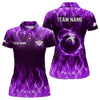 Maxcorners Personalized Purple Flaming 8 Ball Pool Men Billiard Polo & 1/4 Zip Shirts Billiard Shirt Billiard Team Jerseys For Team LM113