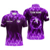 Maxcorners Personalized Purple Flaming 8 Ball Pool Men Billiard Polo & 1/4 Zip Shirts Billiard Shirt Billiard Team Jerseys For Team LM113