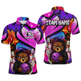 Maxcorners Custom Funny Bear Bowling Men Bowling Shirt Polo & Quarter-Zip Bowling Team Jerseys TU1906