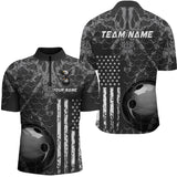 Maxcorners Custom Eagle US Flag Bowling Men Bowling Shirt Polo & Quarter-Zip Bowling Team Jerseys MT2306