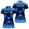 Maxcorners Personalized Blue Eagle Flaming 8 Ball Pool Bliiard Polo & 1/4 Zip, Billiard Shirt for Men, Billiard Team Jerseys LM133
