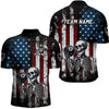 Maxcorners Custom US Skull 8 Ball Billiard Shirts for Men Billiard Team Shirts Billiard League Polo & 1/4 Zipper LM0412