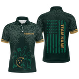 Maxcorners Custom Name St Patrick'S Day Us Flag Bowling Shirt Men Team Polo & 1/4 Zip Shirts Bowling Team