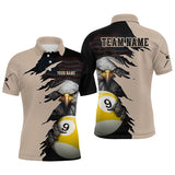 Maxcorners Personalized 9 Ball American Flag Eagle Billiard Shirts for Men Billiard Team Shirts MT707