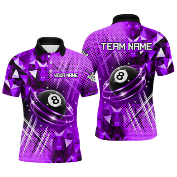Maxcorners Purple Billiard Shirt 8 Ball Personalized Billiard Jersey For Men Billiard Gifts For Men Team Polo & 1/4 Zip