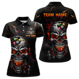 Maxcorners Personalized Thunder Skull Billiard Jerseys Men Polo & 1/4 Zip Shirt Funny Skull 8 Ball Pool Billiard For Men  And Women Team