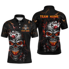 Maxcorners Personalized Thunder Bowling Jerseys Men Polo & 1/4 Zip Shirt Funny Skull Bowling Shirt For Men Bowling Jersey