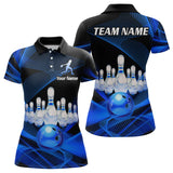 Maxcorners Blue Bowling Custom Men Bowling Shirt Polo & Quarter-Zip Bowling Team Jerseys LM283