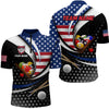 Maxcorners Custom US Flag 8 Ball Billiard Shirts for Men Billiard Team Shirts Billiard League Polo & 1/4 Zipper LM0412