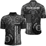 Maxcorners American Flag Eagle Billiard Jerseys Custom Name 8 Ball Pool Billiard For Men And Women Billiard Shirts Polo & 1/4 Zip Shirt