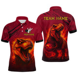 Maxcorners Red Dinosaur Bowling Custom Men Bowling Shirt Polo & Quarter-Zip Bowling Team Jerseys