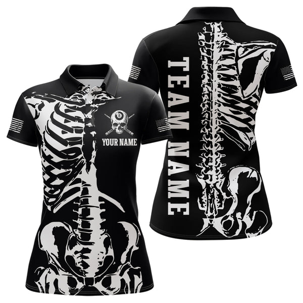 Maxcorners Custom Skull Bone 8 Ball Billiard Shirts for Men Billiard Team Jerseys Polo & 1/4 Zip Shirts MT1706