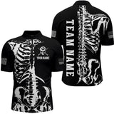 Maxcorners Custom Skull Bone 8 Ball Billiard Shirts for Men Billiard Team Jerseys Polo & 1/4 Zip Shirts MT1706