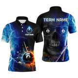 Maxcorners Custom Skull Thunder Billiard Shirts for Men Billiard Team Jerseys Polo & 1/4 Zip Shirts MT1706