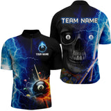 Maxcorners Custom Skull Thunder Billiard Shirts for Men Billiard Team Jerseys Polo & 1/4 Zip Shirts MT1706