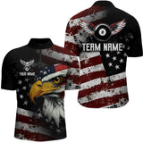 Maxcorners American Flag Billiard Shirt Personalized Funny Eagle Billiard Jersey Billiard for Men Polo & 1/4 Zip Shirt