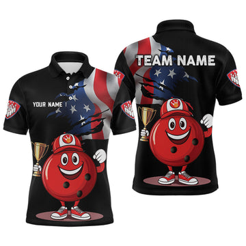 Maxcorners Custom Funny Bowling Jersey for Men Bowling Team Shirts Bowling Uniform Polo & 1/4 Zip