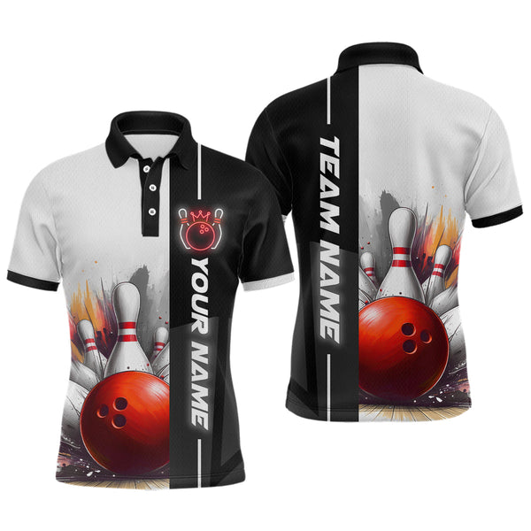 Maxcorners Custom Bowling Jersey For Men Bowling Gifts For Men Bowling Team Shirts With Name Polo & 1/4 Zip