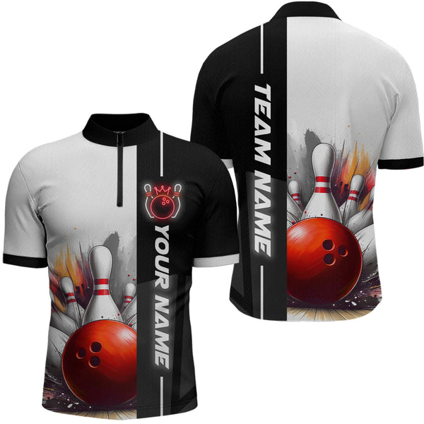 Maxcorners Custom Bowling Jersey For Men Bowling Gifts For Men Bowling Team Shirts With Name Polo & 1/4 Zip