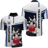 Maxcorners Bowling Jersey For Men Custom Bowling Team Shirts With Name Bowling League Polo & 1/4 Zip