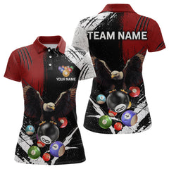 Maxcorners Funny Eagle Personalized Red Billiard Team Shirts For Men Bowling League Polo & 1/4 Zip Shirt