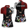 Maxcorners Funny Eagle Personalized Red Billiard Team Shirts For Men Bowling League Polo & 1/4 Zip Shirt