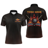 Maxcorners Custom Orange 8 Ball Flame Billiard Shirts for Men, Bowling Team Polo & 1/4 Zip Shirts MT1007
