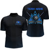 Maxcorners Custom Blue 8 Ball Flame Billiard Shirts for Men, Billiard Team Polo & 1/4 Zip Shirts MT1607
