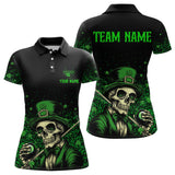 Maxcorners Personalized St Patrick Day Funny Skull Ball Billiards Shirt Men Polo & 1/4 Zip Shirts Billiard Team