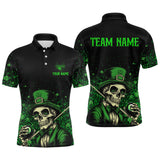 Maxcorners Personalized St Patrick Day Funny Skull Ball Billiards Shirt Men Polo & 1/4 Zip Shirts Billiard Team