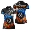 Maxcorners Custom Flame 8 Ball Billiard Shirts for Men Billiard Team Jerseys Polo & 1/4 Zip Shirts MT1706