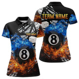 Maxcorners Custom Flame 8 Ball Billiard Shirts for Men Billiard Team Jerseys Polo & 1/4 Zip Shirts MT1706