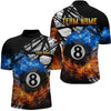Maxcorners Custom Flame 8 Ball Billiard Shirts for Men Billiard Team Jerseys Polo & 1/4 Zip Shirts MT1706