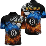 Maxcorners Custom Flame 8 Ball Billiard Shirts for Men Billiard Team Jerseys Polo & 1/4 Zip Shirts MT1706