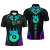 Maxcorners Custom Black Neon 8 Ball Crown Billiard Shirts for Men and Team Polo & 1/4 Zip Shirts LM2206