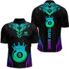 Maxcorners Custom Black Neon 8 Ball Crown Billiard Shirts for Men and Team Polo & 1/4 Zip Shirts LM2206