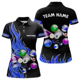 Maxcorners Custom Blue Flame Billiard Shirts for Men Billiard Team Jerseys Polo & 1/4 Zip Shirts MT1706