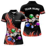 Maxcorners Custom Red Flame Billiard Shirts for Men Billiard Team Jerseys Polo & 1/4 Zip Shirts MT1706