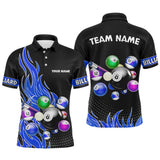 Maxcorners Custom Blue Flame Billiard Shirts for Men Billiard Team Jerseys Polo & 1/4 Zip Shirts MT1706