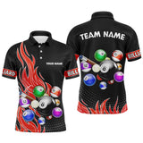 Maxcorners Custom Red Flame Billiard Shirts for Men Billiard Team Jerseys Polo & 1/4 Zip Shirts MT1706