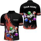Maxcorners Custom Red Flame Billiard Shirts for Men Billiard Team Jerseys Polo & 1/4 Zip Shirts MT1706